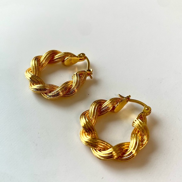 Celine Jewelry - Celine Gold Swirl Hoop Earrings